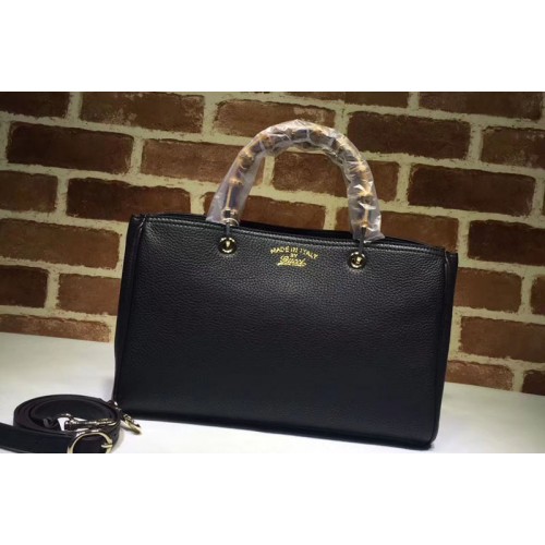 Gucci Bamboo Tote Bags Grainy Calf Leather Black Gucci Bamboo Tote Bags Grainy Calf Leather Black