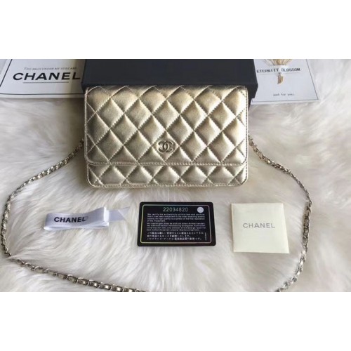 Chanel WOC Original Sheepskin Leather Flap Cross-body bags CF33814 Gold Silver Chain Chanel WOC Original Sheepskin Leather Flap Cross-body bags CF33814 Gold Silver Chain