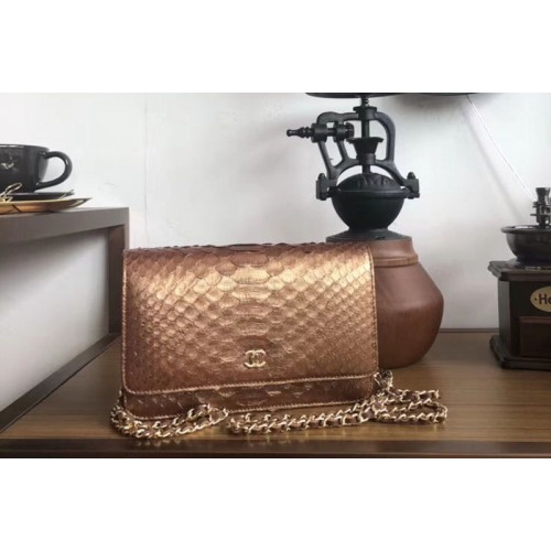 Chanel WOC Original Python Leather Flap Cross-body bags 33814 Champagne Chanel WOC Original Python Leather Flap Cross-body bags 33814 Champagne