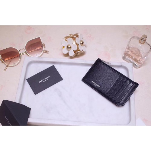 YSL Card Case Black Calf Leather YSL Card Case Black Calf Leather