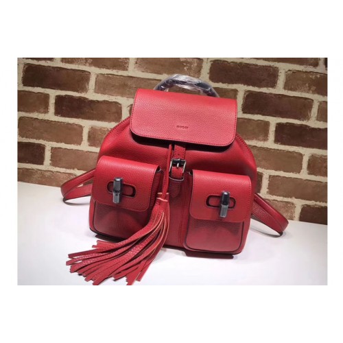 Gucci Bamboo Leather Backpack Red Gucci Bamboo Leather Backpack Red