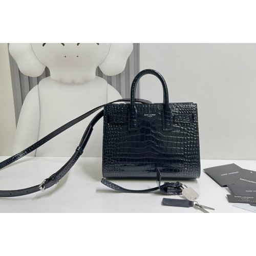 YSL CLASSIC SAC DE JOUR NANO IN Navy Blue CROCODILE-EMBOSSED SHINY LEATHER YSL CLASSIC SAC DE JOUR NANO IN Navy Blue CROCODILE-EMBOSSED SHINY LEATHER