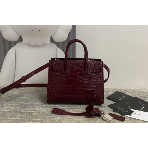 YSL CLASSIC SAC DE JOUR NANO IN Burgundy CROCODILE-EMBOSSED SHINY LEATHER YSL CLASSIC SAC DE JOUR NANO IN Burgundy CROCODILE-EMBOSSED SHINY LEATHER