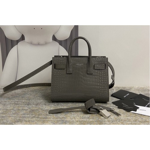 YSL CLASSIC SAC DE JOUR NANO IN Gray CROCODILE-EMBOSSED SHINY LEATHER YSL CLASSIC SAC DE JOUR NANO IN Gray CROCODILE-EMBOSSED SHINY LEATHER