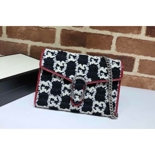 Gucci Dionysus mini leather chain bag in Black and White tweed Gucci Dionysus mini leather chain bag in Black and White tweed