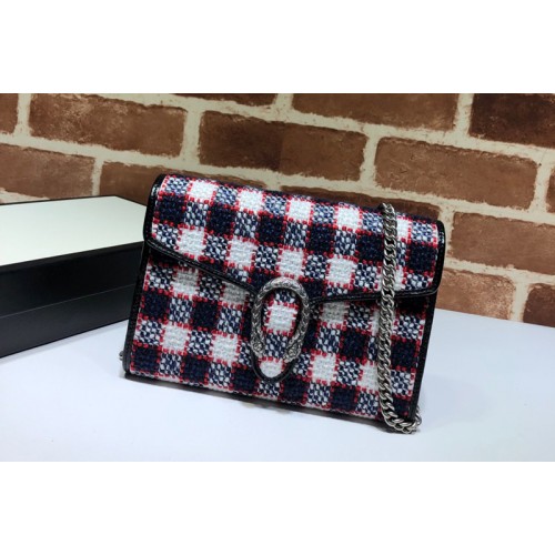 Gucci Dionysus mini leather chain bag in Blue White Red tweed Gucci Dionysus mini leather chain bag in Blue White Red tweed