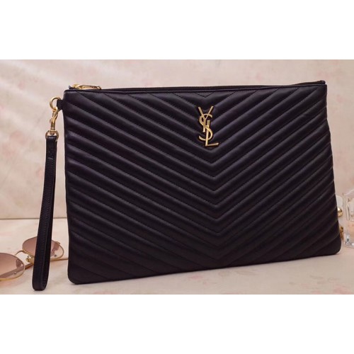 YSL Monogram document holder Bags in Black matelasse leather Gold Hardware YSL Monogram document holder Bags in Black matelasse leather Gold Hardware