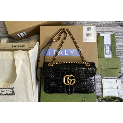 Gucci Marmont crocodile small shoulder bag in Black crocodile Leather Gucci Marmont crocodile small shoulder bag in Black crocodile Leather