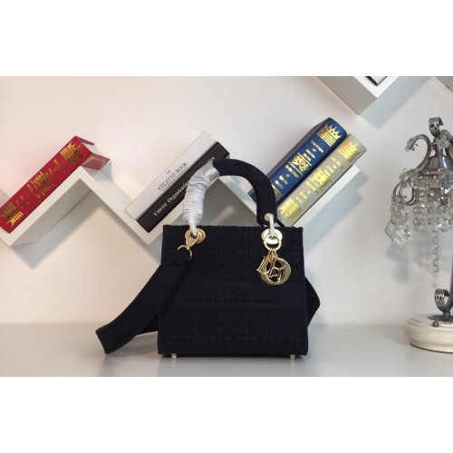 Dior M0565 Medium Bois De Black Lady D-lite Embroidered Cannage Bag With Gold Hardware Dior M0565 Medium Bois De Black Lady D-lite Embroidered Cannage Bag With Gold Hardware