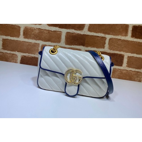 Gucci Marmont matelasse mini bag in White Leather With Dark blue leather trim Gucci Marmont matelasse mini bag in White Leather With Dark blue leather trim