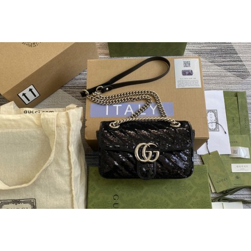 Gucci Marmont mini sequin shoulder bag in Black silk Gucci Marmont mini sequin shoulder bag in Black silk