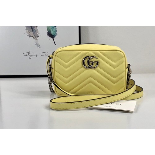 Gucci Marmont matelasse mini bag in Pastel Yellow matelasse chevron leather with GG Gucci Marmont matelasse mini bag in Pastel Yellow matelasse chevron leather with GG