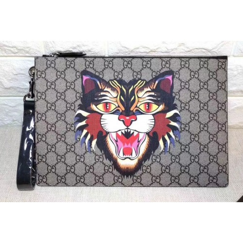 Gucci Angry Cat Print Supreme Pouch Gucci Angry Cat Print Supreme Pouch