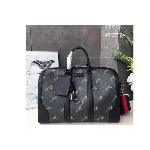 Gucci Black carry-on duffle Bags with Tiger Print Black grey soft Supreme Gucci Black carry-on duffle Bags with Tiger Print Black grey soft Supreme