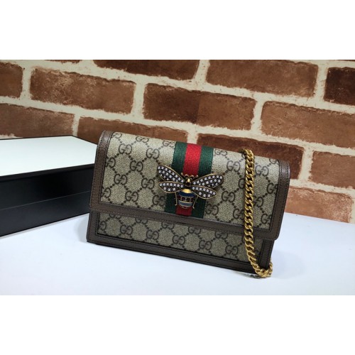 Gucci Queen Margaret Mini Bag in Beige ebony Supreme canvas With Brown Leather Gucci Queen Margaret Mini Bag in Beige ebony Supreme canvas With Brown Leather