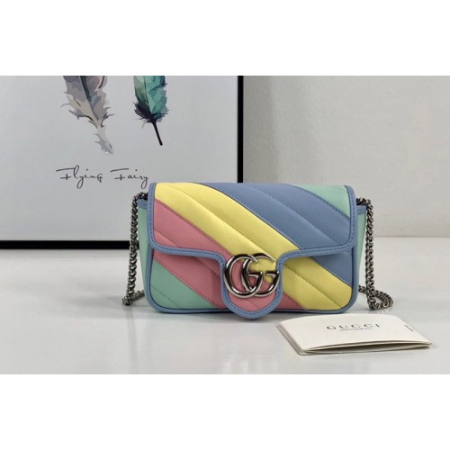 Gucci Marmont super mini bag in Multicolored pastel diagonal matelasse leather Gucci Marmont super mini bag in Multicolored pastel diagonal matelasse leather