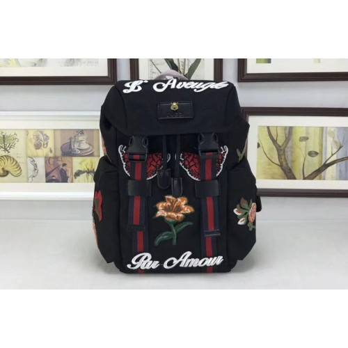 Gucci Backpack with embroidery Black Gucci Backpack with embroidery Black