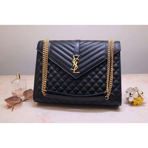 YSL Envelope Large Bag In Black Mix Matelasse Grain De Poudre Embossed Leather Gold Hardware YSL Envelope Large Bag In Black Mix Matelasse Grain De Poudre Embossed Leather Gold Hardware