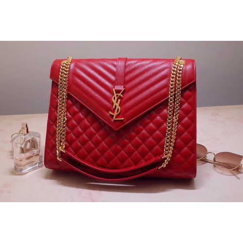 YSL Envelope Large Bag In Red Mix Matelasse Grain De Poudre Embossed Leather YSL Envelope Large Bag In Red Mix Matelasse Grain De Poudre Embossed Leather