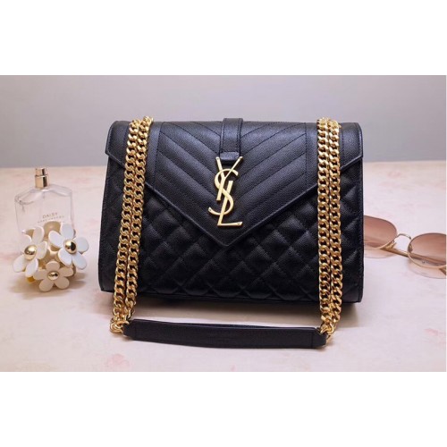 YSL Envelope Medium Bag In Black Mix Matelasse Grain De Poudre Embossed Leather Gold Hardware YSL Envelope Medium Bag In Black Mix Matelasse Grain De Poudre Embossed Leather Gold Hardware