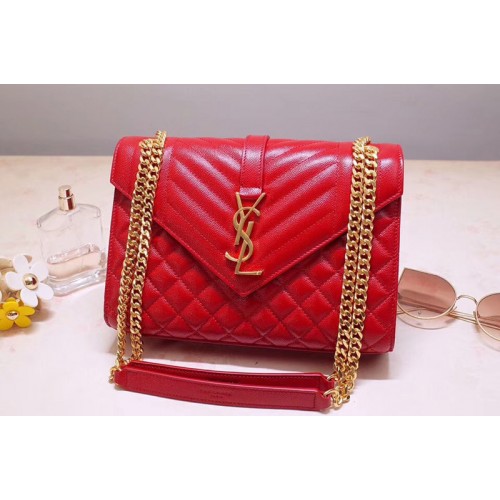 YSL Envelope Medium Bag In Red Mix Matelasse Grain De Poudre Embossed Leather YSL Envelope Medium Bag In Red Mix Matelasse Grain De Poudre Embossed Leather
