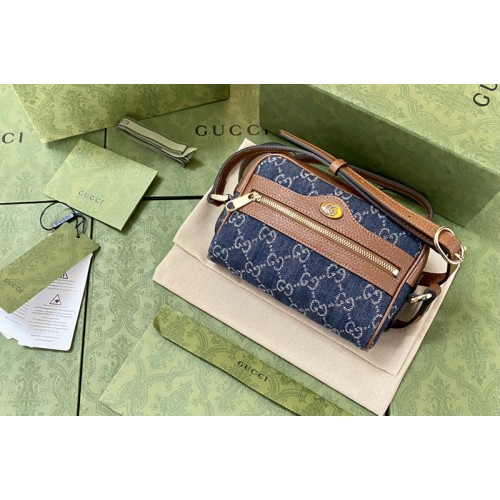 Gucci Ophidia mini bag in Dark blue and ivory eco washed organic jacquard denim Gucci Ophidia mini bag in Dark blue and ivory eco washed organic jacquard denim