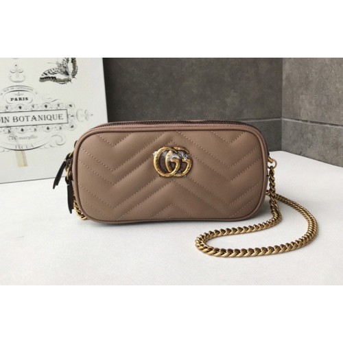 Gucci Marmont mini chain bag Apricot Matelasse chevron leather Gucci Marmont mini chain bag Apricot Matelasse chevron leather