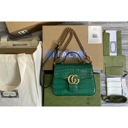 Gucci Marmont crocodile mini top handle bag in green crocodile Leather Gucci Marmont crocodile mini top handle bag in green crocodile Leather