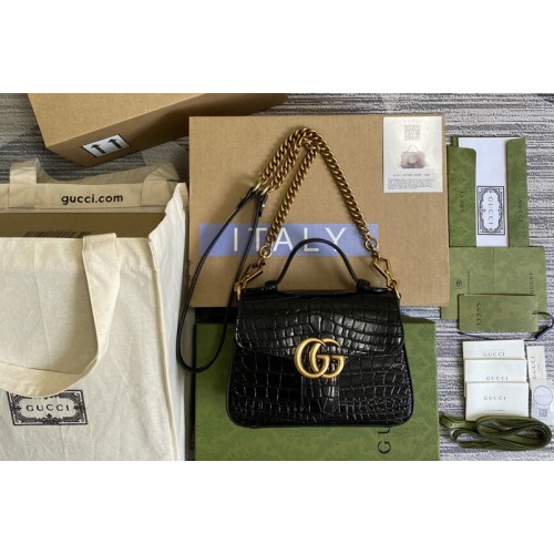 Gucci Marmont crocodile mini top handle bag in Black crocodile Leather Gucci Marmont crocodile mini top handle bag in Black crocodile Leather