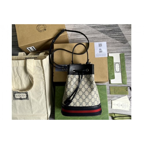 Gucci Ophidia small bucket bag in Beige and blue Supreme canvas Gucci Ophidia small bucket bag in Beige and blue Supreme canvas