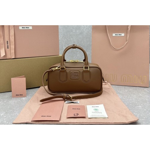 Miu Miu 5BB142 Arcadie leather bag in Brown Leather Miu Miu 5BB142 Arcadie leather bag in Brown Leather