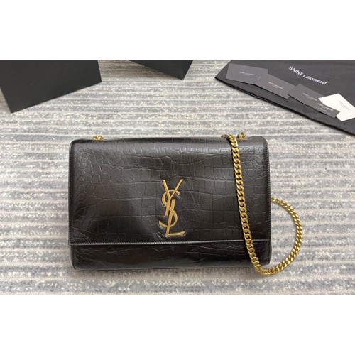 YSL KATE MEDIUM REVERSIBLE IN Black Crocodile Leather and Suede YSL KATE MEDIUM REVERSIBLE IN Black Crocodile Leather and Suede
