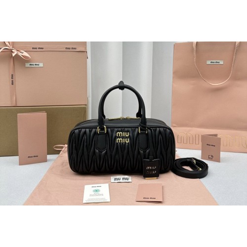 Miu Miu 5BB148 Arcadie matelasse nappa leather bag in Black Leahter Miu Miu 5BB148 Arcadie matelasse nappa leather bag in Black Leahter