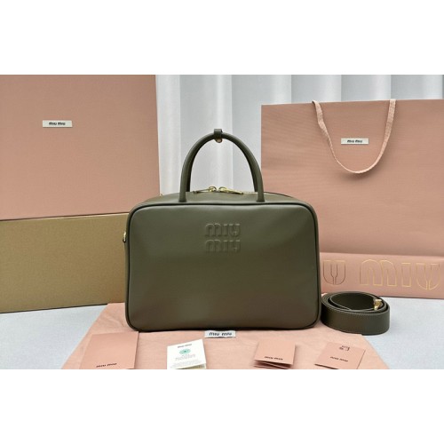 Miu Miu 5BB117 Leather Beau bag With Strap in Dark Green Leather Miu Miu 5BB117 Leather Beau bag With Strap in Dark Green Leather