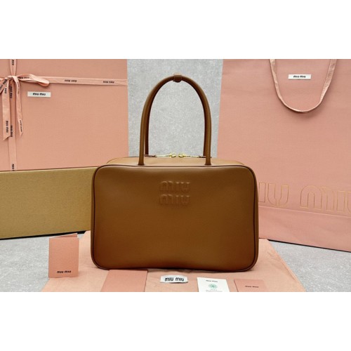 Miu Miu 5BB117 Leather Beau bag in Brown Leather Miu Miu 5BB117 Leather Beau bag in Brown Leather