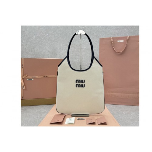 Miu Miu 5BG231 IVY denim bag in White Denim With Navy Blue Leather Miu Miu 5BG231 IVY denim bag in White Denim With Navy Blue Leather