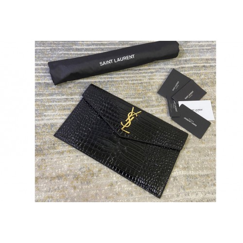 YSL UPTOWN POUCH IN CROCODILE EMBOSSED SHINY LEATHER YSL UPTOWN POUCH IN CROCODILE EMBOSSED SHINY LEATHER