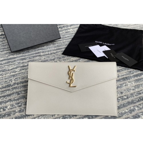 YSL uptown pouch in White GRAIN DE POUDRE EMBOSSED LEATHER YSL uptown pouch in White GRAIN DE POUDRE EMBOSSED LEATHER