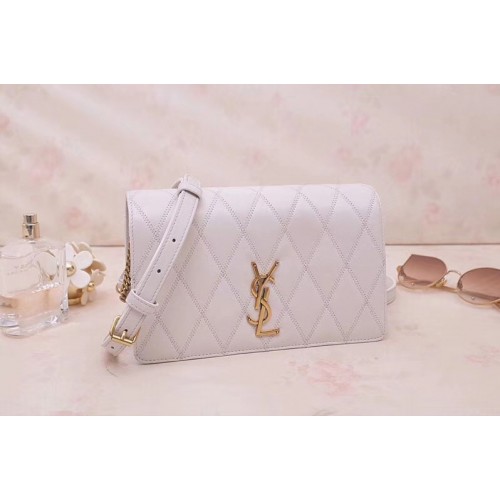 YSL ANGIE Chain Bag In White Diamond Quilted Lambskin Leather YSL ANGIE Chain Bag In White Diamond Quilted Lambskin Leather