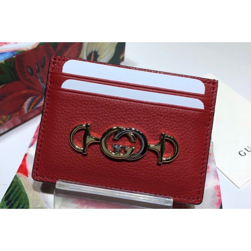 Gucci Zumi Card Holder in Red Grainy Calfskin Leather Gucci Zumi Card Holder in Red Grainy Calfskin Leather