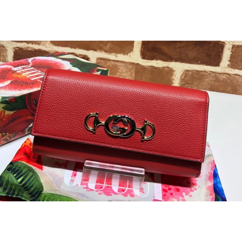 Gucci Zumi grainy leather continental wallet in Red Grainy leather Gucci Zumi grainy leather continental wallet in Red Grainy leather