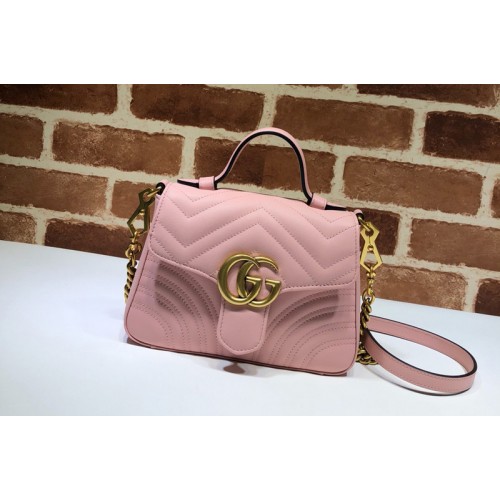 Gucci Marmont mini top handle bag in Pastel pink matelasse chevron leather with heart Gucci Marmont mini top handle bag in Pastel pink matelasse chevron leather with heart