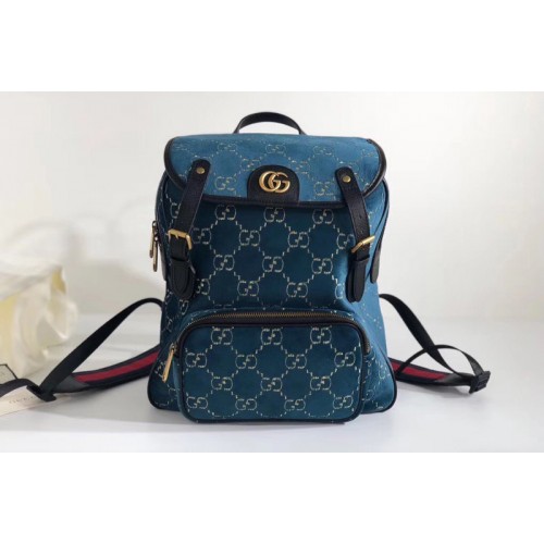 Gucci Small velvet backpack Light Blue and beige velvet Gucci Small velvet backpack Light Blue and beige velvet