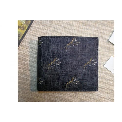 Gucci wallet with tiger print Black grey Supreme canvas Gucci wallet with tiger print Black grey Supreme canvas