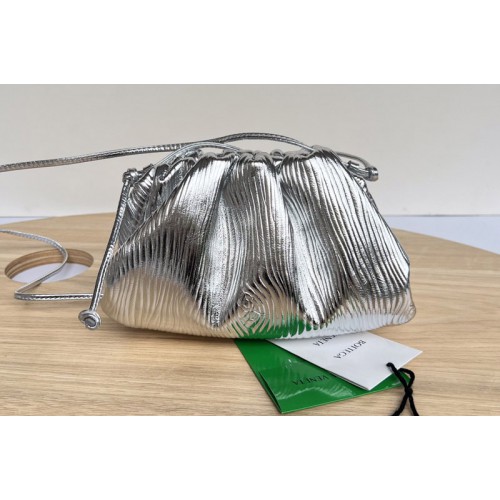 Bottega Veneta Mini Pouch in Silver Leather Bottega Veneta Mini Pouch in Silver Leather