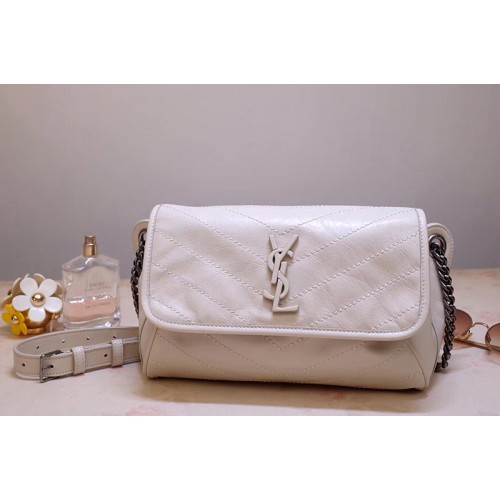 YSL Niki Body Bag in White Crinkled Vintage Leather YSL Niki Body Bag in White Crinkled Vintage Leather