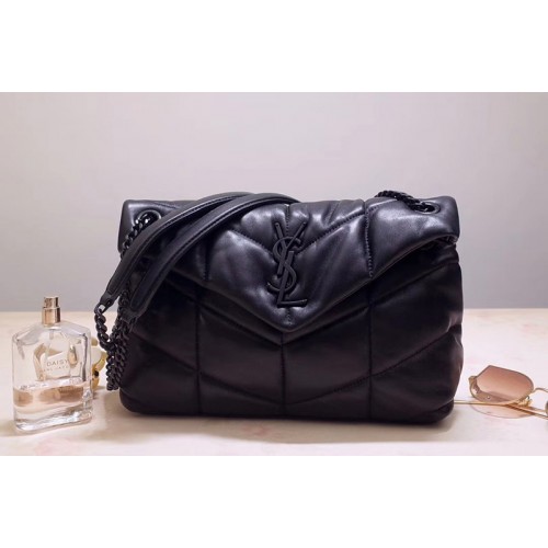 YSL Loulou Small Medium Bag in Black Quilted Lambskin Leather Black Hardware YSL Loulou Small Medium Bag in Black Quilted Lambskin Leather Black Hardware