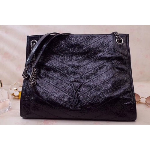 YSL Niki Medium Shopping Bag in Black Crinkled Vintage Leather YSL Niki Medium Shopping Bag in Black Crinkled Vintage Leather