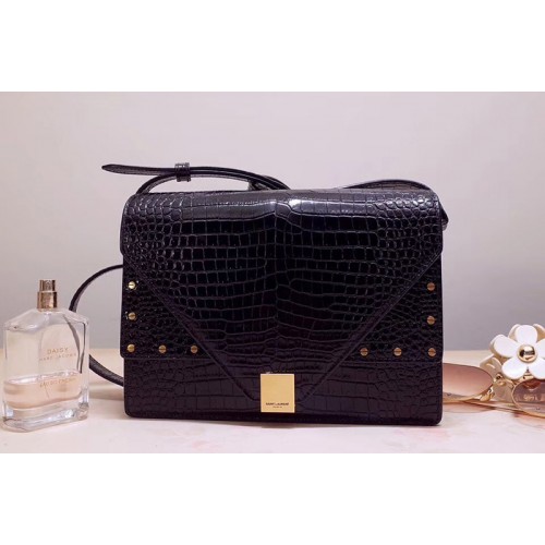 YSL MARGAUX satchel Bags in Black crocodile embossed shiny leather YSL MARGAUX satchel Bags in Black crocodile embossed shiny leather