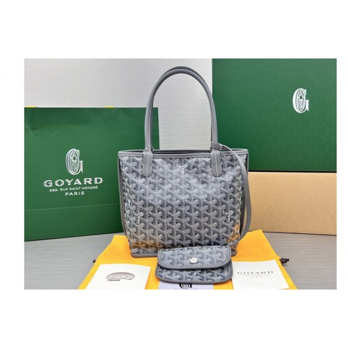Goyard Anjou Mini bag in Gray Chevroches Calfskin & Goyardine Canvas Goyard Anjou Mini bag in Gray Chevroches Calfskin & Goyardine Canvas